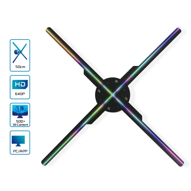 GIWOX Wi Fi 3D голограммный вентилятор для проектора 576 Светодиодный бисер и 512PX
