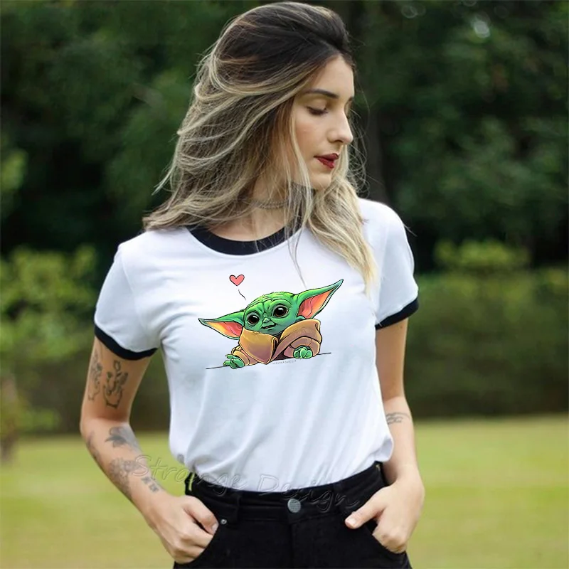 

Harajuku The Mandalorian Baby Yoda T Shirt Women Star Wars Space Opera TV Series T-Shirts Science Fiction Movies Female Clothes