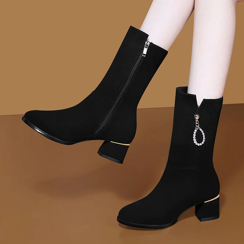 

Gucci Tianlun Chunky-Heel Martin Boots Women's 2019 Autumn And Winter New Style Man-made Diamond Fashion Tube Women's Boots Boot