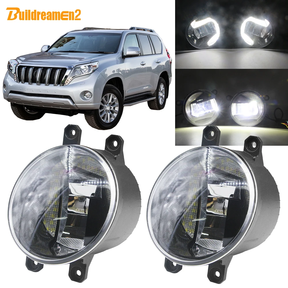 Buildreamen2 для Toyota Land Cruiser Prado J150 2009-2013 Автомобильный светодиодный противотуманный светильник+ дневной ходовой светильник DRL Белый 12 В аксессуары