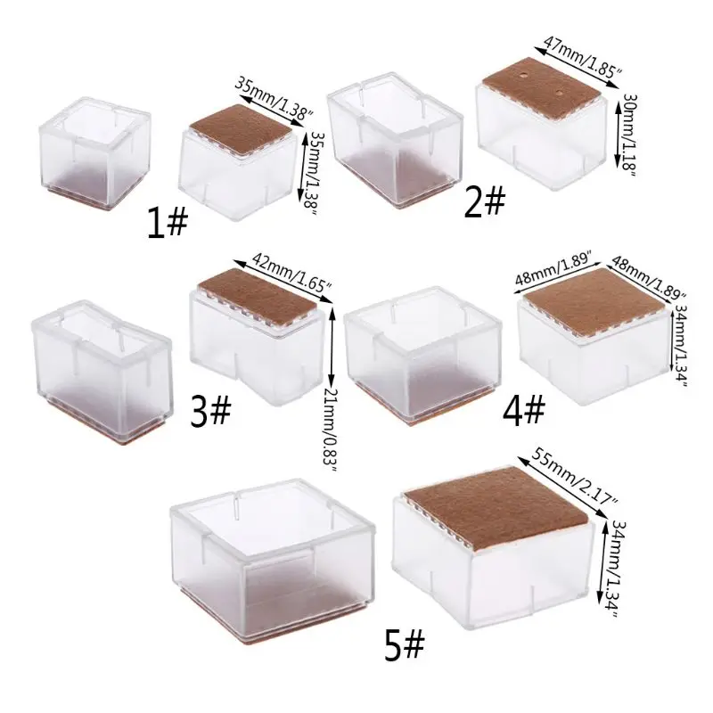 8 шт квадратные силиконовые колпачки для ног стула, настольные ножки, войлочные протекторы для деревянного пола E65B