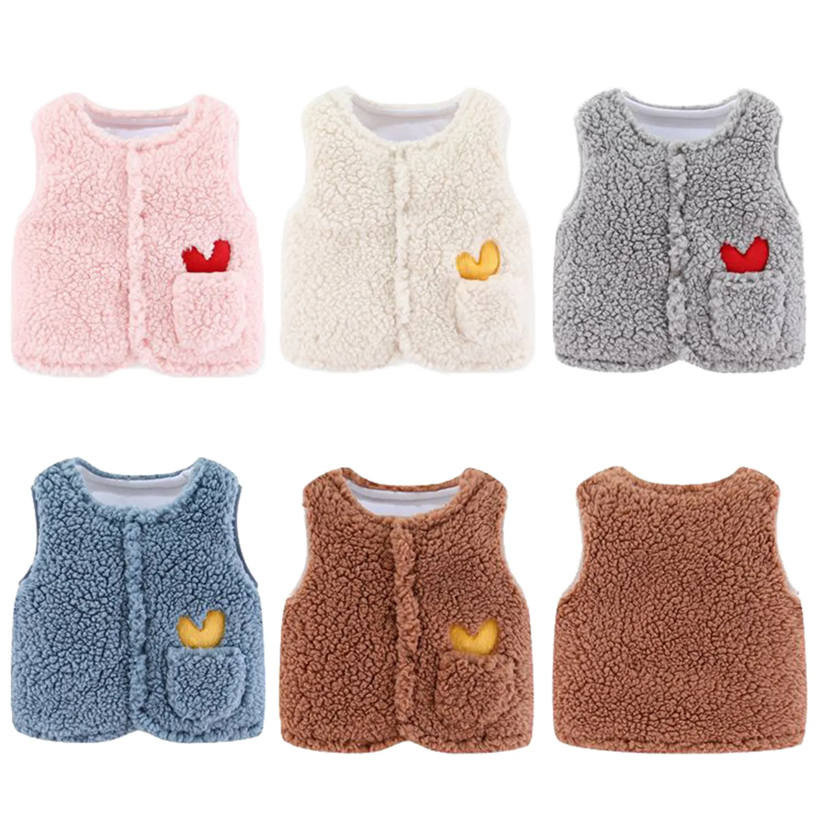 Toddler Baby Girls Boys Fleece Vests Warm Thick Waistcoat Winter Solid