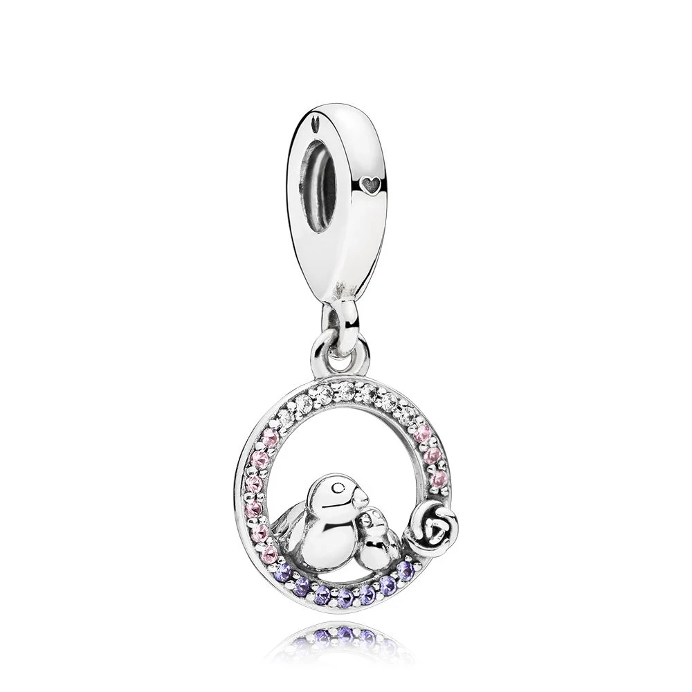 

Подлинный женский браслет Pandora, подвеска-Шарм в виде птицы для матери и ребенка, ювелирное изделие в подарок