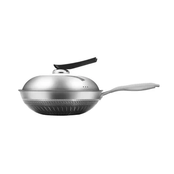

32cm three-layer steel frying pan 304 stainless steel energy-saving pot round bottom uncoated honeycomb physical oil-free non-st