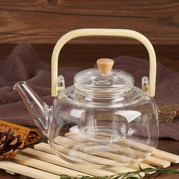 

Glass teapot kettle with bamboo handle tea set maker filter health tea pot tea diffuser tea strainer
