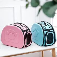 Открытый с воздухопроницаемой сеткой, с изображением собаки Сумка-переноска Складная портативная одноцветная Дорожная сумка на плечо переносная сумка для собак и кошек Прямая