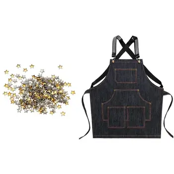 

Nail Art 250 Pieces Gold & Silver 5mm Star Metal Studs for Nails & 1x Black Women Salons Hairdressing Cape