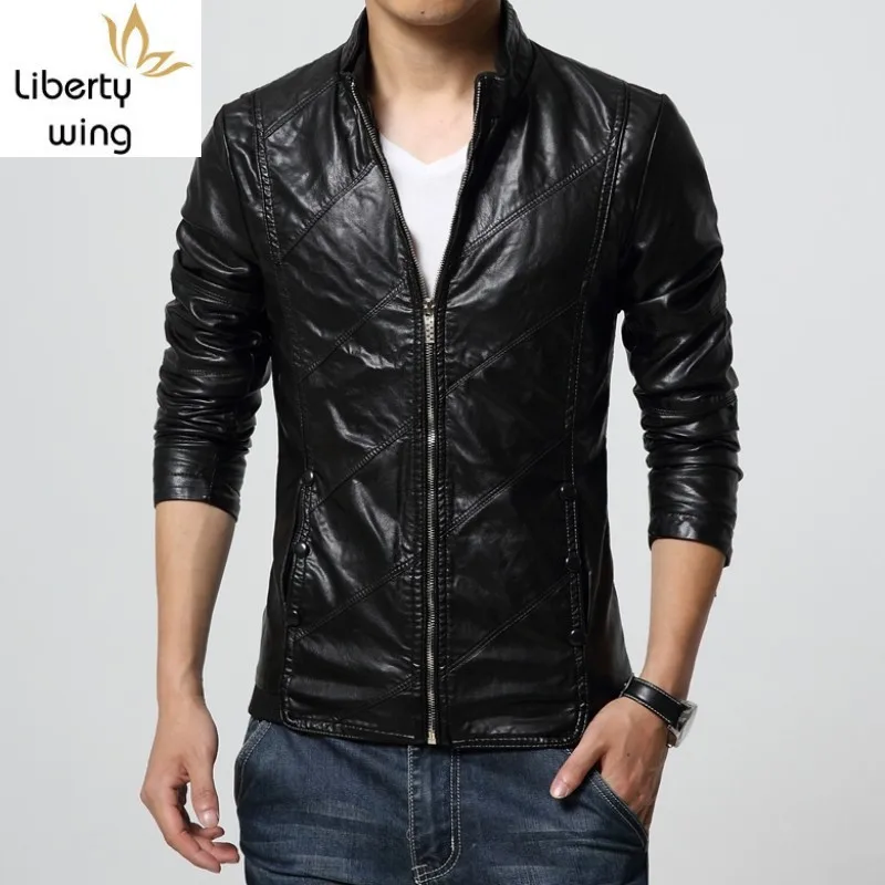 

Autumn Soft Large Size 6XL Faux Leather Jackets Fashion Slim Motorcycle Jacket High Quality Men Coats Jaqueta De Couro