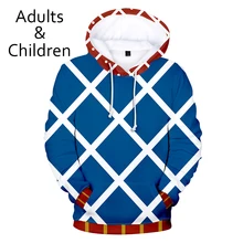 Горячая JOJO фантастические приключения персонажа костюм 3D толстовки для мужчин и женщин толстовка мальчиков девочек синий+ белый плед 3D JOJO пуловеры для детей