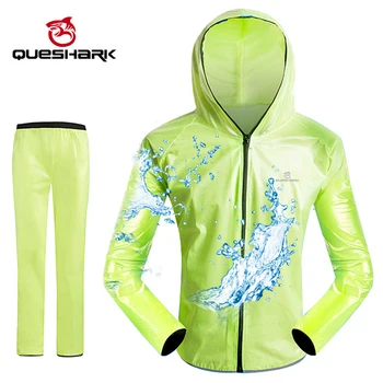 

QUESHARK Waterproof Windproof Cycling Jacket Upgraded Version Rain Coat Rainwear Sets Can Protected Against Heavy Rain