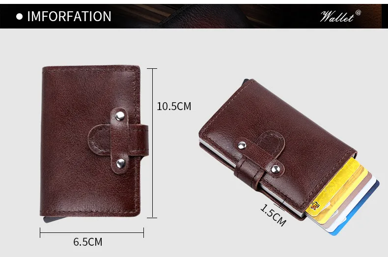 RFID Блокировка из натуральной кожи держатель для кредитных карт бизнес ID для мужчин держатель для карт кошелек Противоугонный держатель для карт алюминиевая коробка для карт
