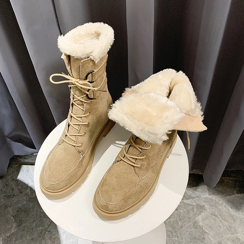 

2019 New Women Winter Boots Fashion Brown Black Boots Platform Warm Fur Boots Western Boots Cowboy Boots Women Shoes Snow Boots