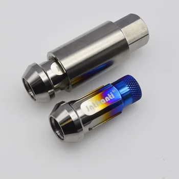 

High performance strong burnt blue color 60 degree cone seat open end anti-theft Gr.5 titanium alloy lug nut M12*1.25*48mm