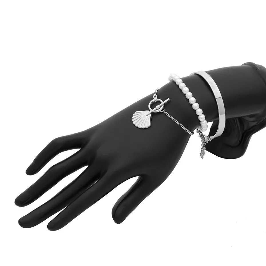Bracelet IngeSight. Z 3 шт./лот винтажный гребешок Lasso браслет на запястье амулет богемный имитация жемчуга браслет набор для женщин ювелирные изделия подарок - Metal Color: Bracelet