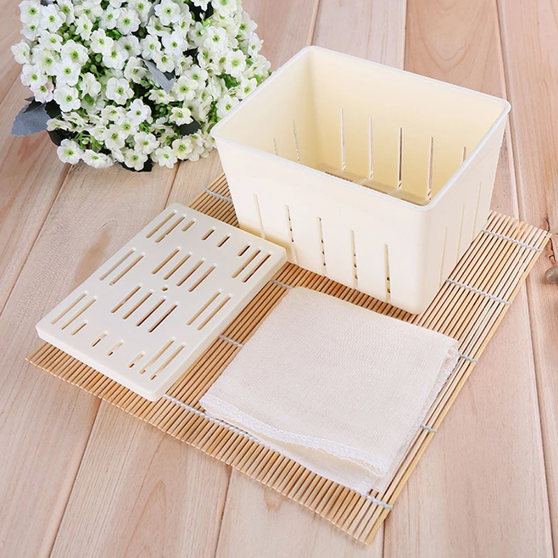 Tofu Press Mould Kitchen Cooking Tool Set Homemade Tofu Mold Soybean Curd Tofu Making Mold With Cheese Cloth DIY Plastic