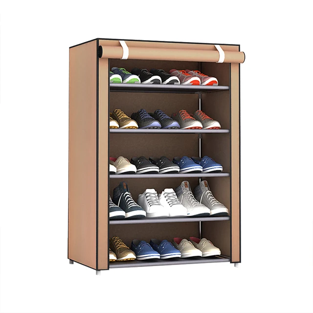 4/5/6/8/10 Layers Shoes Rack with Dustproof Cloth Non-Woven Fabric Shoe Stands Organizer Closet Home Shoes Storage Holder Shelf 30x60x90cm