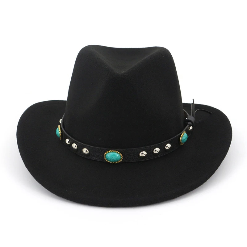 Bull Rider Jazz Fedora Sunhat Men Women Felt Hats Ribbon Band Western