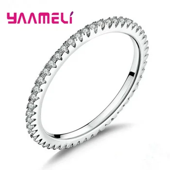 

New Arrival Fashion Jewelry Genuine 925 Sterling Silver Wedding Rings Bright CZ Crystal Round Rings For Women Fast Delivery