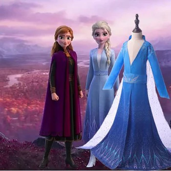 

High Quality Deluxe Set girl Uniform crismas Custom Made Anime 2019 Movie Frozen 2 Anna Elsa Cosplay Costume kids Costume