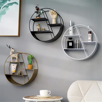 

Wall Shelf Round Floating Shelves Metal Hanging Shelf Decoration for Bedroom Living Room Bathroom Kitchen Office