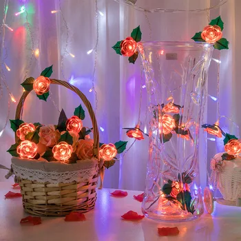 

Battery Operated 1.5M/3M/6M/7.5M/10M LED Rose Flower String Light Decor Xmas Holiday Lights For Valentine Wedding Party Lamp