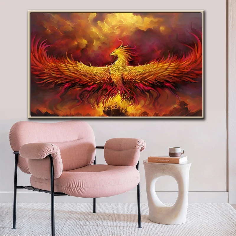 Canvas Abstract Painting Modular Wall Art Fire Phoenix Bird Pictures Vogel Poster Living Room Home Decor Hd Printed Poster Painting Calligraphy Aliexpress