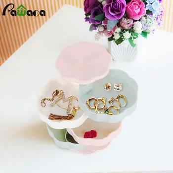 

Creative Jewelry Storage Box 4 Layers Rotatable Plastic Jewelry Container Case Earring Ring Multi-Function Jewelry Storage Box