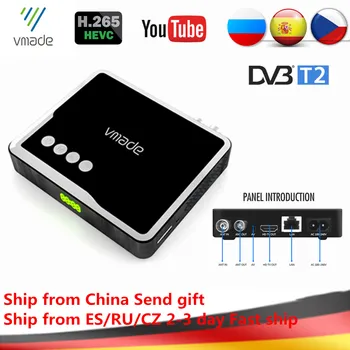 

Hot Sale Europe TV Tuner Decoder DVB-T2/DVB-T H.265/HEVC Terrestrial Receiver RJ45 LAN For Czech Spain Russian Mini Box