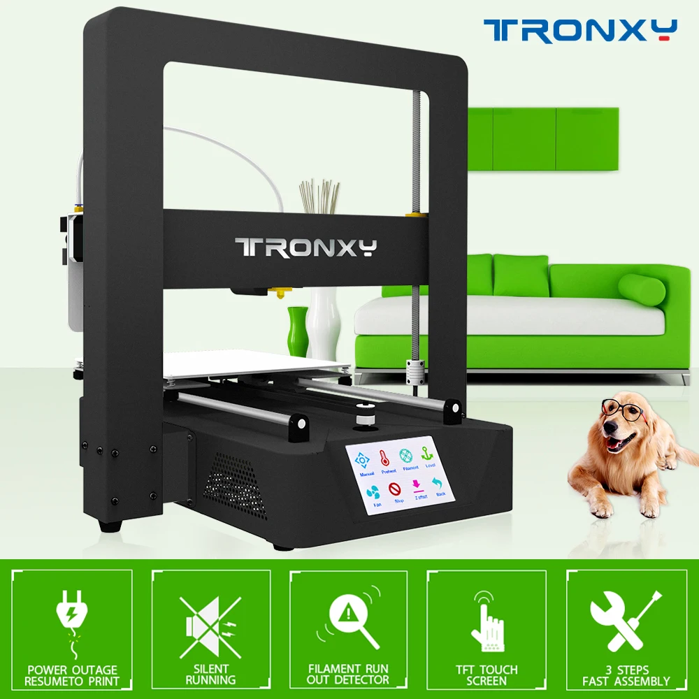 

New Arrival Tronxy X6A 3D Printer Full Metal Frame Touch LCD Auto Level Heatbed Power Loss Resume To Print Filament Detection