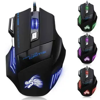 

5500dpi USB Wired Red Dragon 7D Gaming Mouse 1 Key Forward Back Dark Knight Mouse 7 Buttons Backlit Electronic Sports PUBG