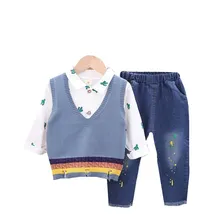 Осенняя детская одежда для малышей свитер мальчиков и девочек