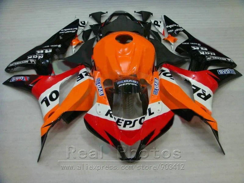 Лидер продаж Обтекатели для Honda обновленный обтекатель CBR600RR 2007 2008 оранжевые черные 07 08 CBR 600RR PJ12|Полные