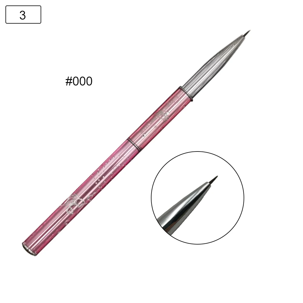 Колонок хвост волос розовая ручка съемная металлическая кисть для дизайна ногтей лак УФ-краска для рисования салон ногтей советы инструмент маникюр B065 - Цвет: linePen-000