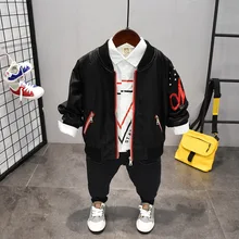 Детская одежда, Одежда для мальчиков, пальто с искусственным мехом+ рубашка+ джинсы, детский спортивный костюм из 3 предметов для мальчиков, комплекты одежды для маленьких мальчиков 2-6 лет