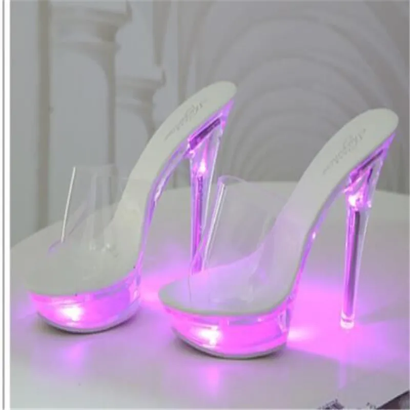 Maat 43 Dames Hoge Hakken Slippers Lichtgevende Hoge Hakken Licht Up Mode  Catwalk Schoenen|Damespumps| - AliExpress