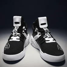 Обувь средней высоты в Корейском стиле; трендовая универсальная спортивная трендовая обувь; коллекция года; сезон осень; дышащая тканая Мужская обувь; Баскетбольная обувь