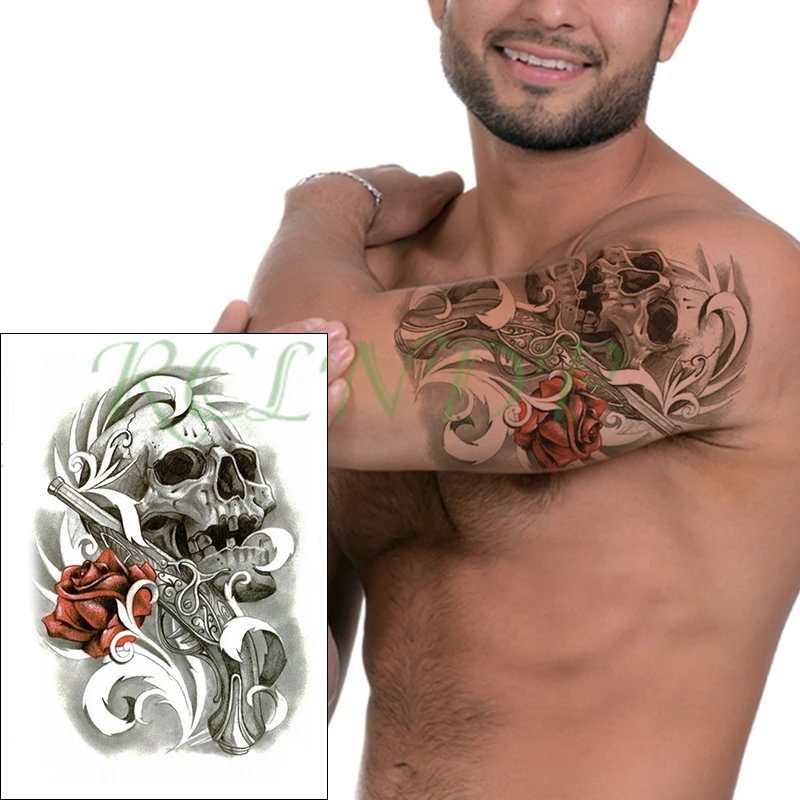 Водостойкая временная татуировка, наклейка, классный меч, цветок розы, большой размер, черная флэш-тату, fakebody art tatto для девочек, мужчин, женщин, детей