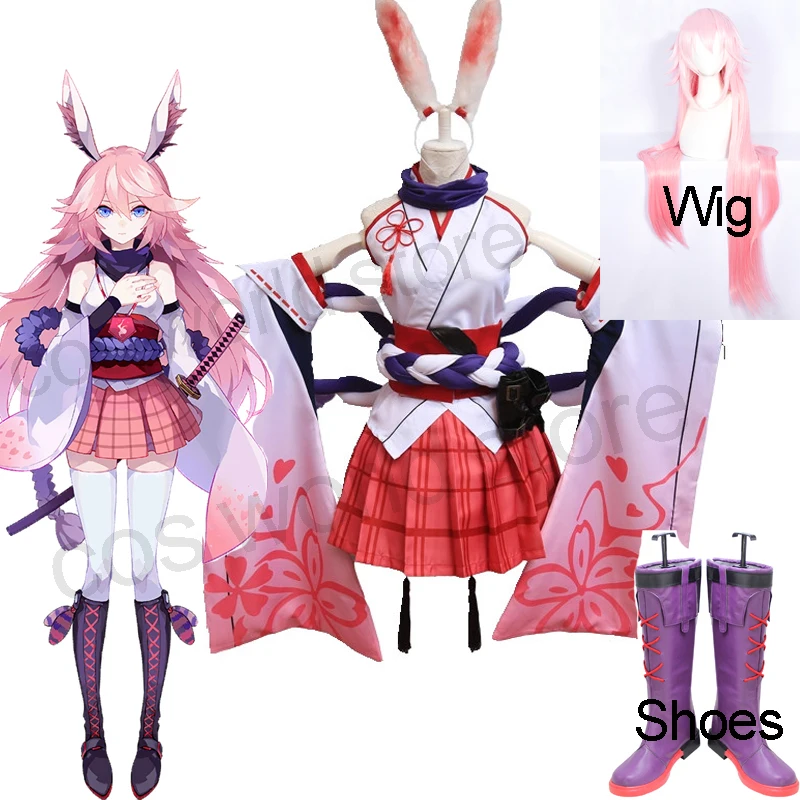 

Anime Honkai Impact 3 Yae Sakura Cosplay Costume Women Dress Halloween Carnival Party Roal Play Wig Shoes Rabbit Costume Outfits