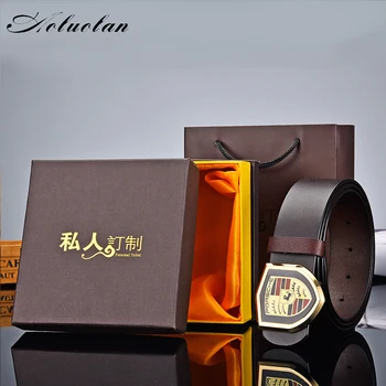 

Aoluolan high-quality Luxury car brand design Smooth buckle belt Fashion Genuine Leather Belt Men's Belts for Men With box
