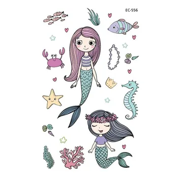 

Kids Tattoo Temporary Tattoos Cartoon Mermaid Fake Tattoo Sticker Waterproof Tatto Art Tattoo Hand Arm for Child Girl Boy
