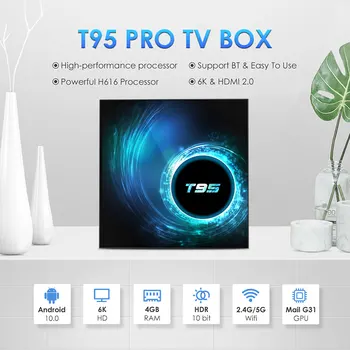 

BBGear T95 Pro Smart TV Box Android 10.0 64GB H616 Quad Core H.265 6K Android TV Set Top Box Media Player with Remote Controller