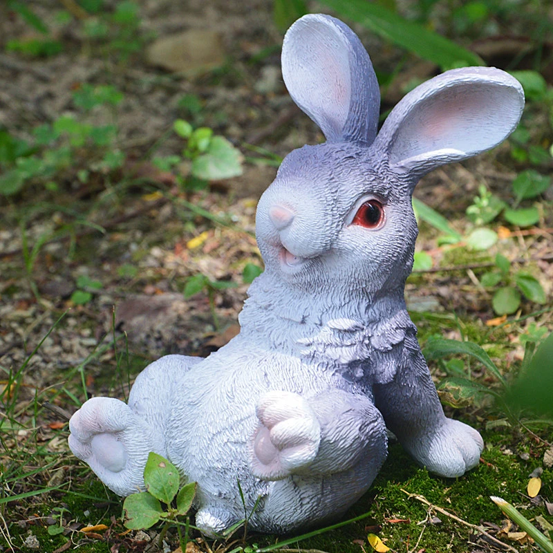 Cute Resin Sitting Rabbit Statue Lying Leisure Animal Outdoor Garden Sculpture Home Desk Office Room Decor Gift Party Decoration Statues Sculptures Aliexpress