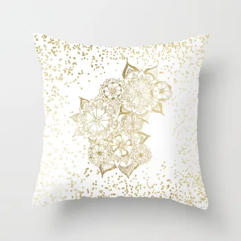 

Nanacoba Gold Geometric Cushion Cover Short plush Throw Pillow Cover Decorative Sofa Pillow Case Pillowcase New Home Decor