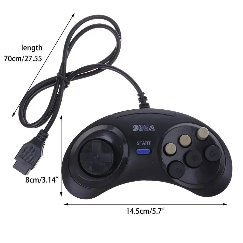 6 кнопок Проводной контроллер Pad геймпад для Mega Drive Megadrive sega MD Genesis