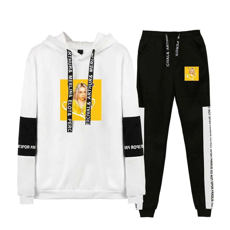 

Billie Eilish Hoodie Sweatshirt Women Leisure Hoodies Sweatshirts+Sweatpants Suit Spring Autumn teens Sportswear Wild Sets
