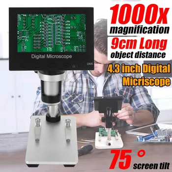 

1000x 2.0MP USB Digital Electronic Microscope DM5 4.3"LCD Display VGA Digital Microscope 8 LED Stand for PCB Motherboard Repaire