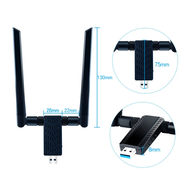 Wi Fi адаптер 1900 Мбит/с USB два диапазона внешний ресивер 802.11b/G/N|Сетевые карты| |