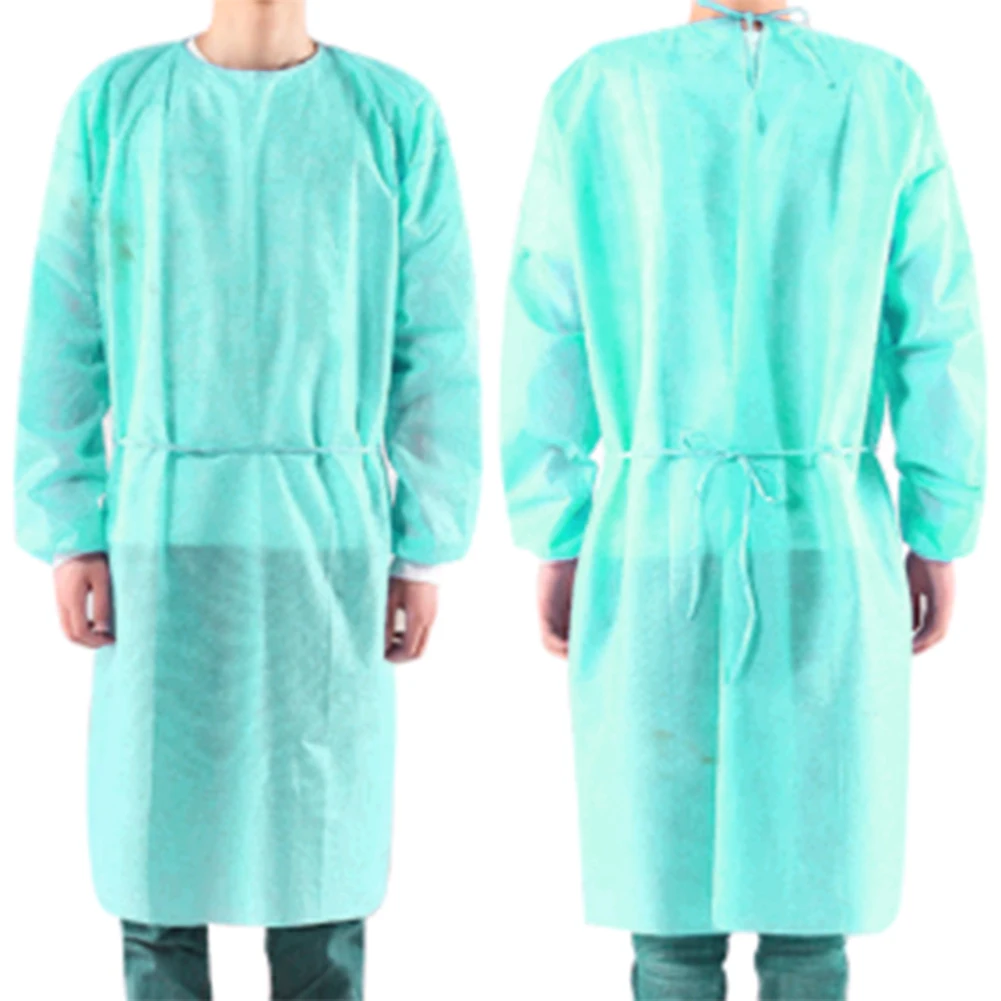 

10pcs Disposable Gown Blue Non-woven Apron Work Medical Clothing Clothes Dustproof Anti Infection Capes Clothes