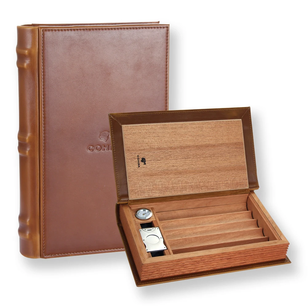 COHIBA Cedar Wood Cigar Humidor Leather Travel Case Portable Box W/ Cigars Cutter Sharp Humidifier Hygrometer | Дом и сад