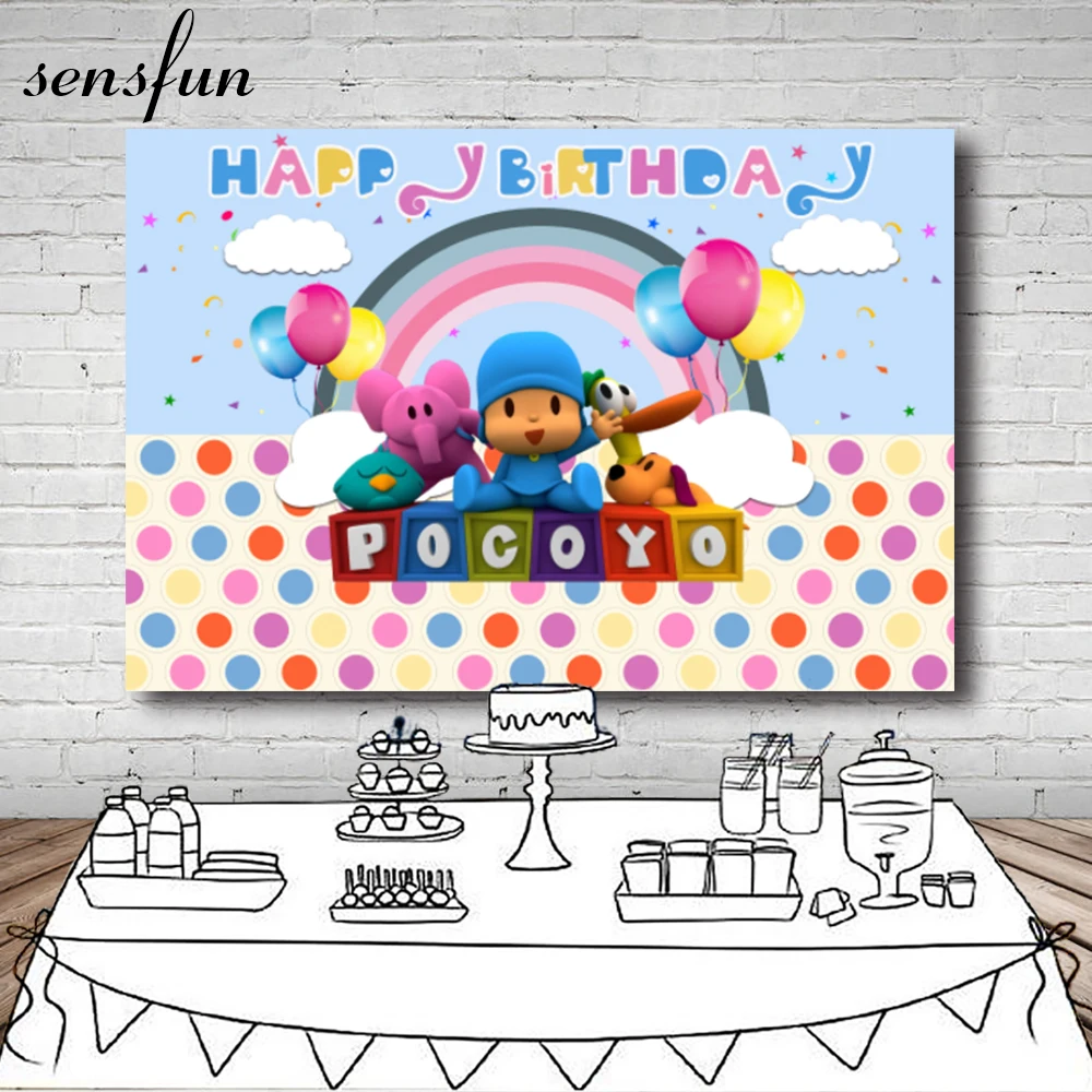 Sensfun новый дизайн Pocoyo фон для дня рождения фотостудии светильник с голубыми